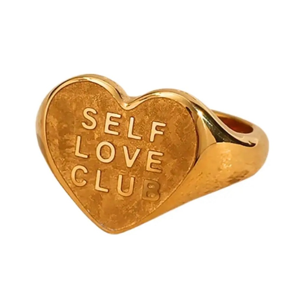 18K Gold Plated ‘Self Love Club’ Ring Size 8 - Picture 5 of 5